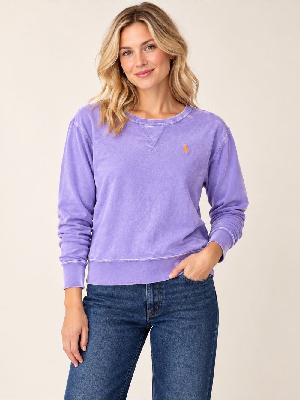 Polo Ralph Lauren Lavender Cotton Crewneck Sweatshirt Size Medium EUC